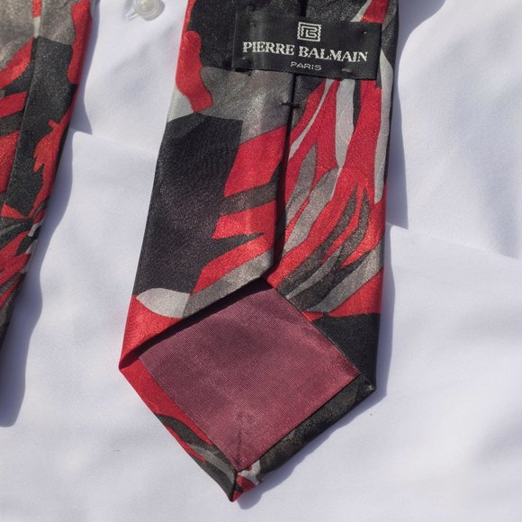 PIERRE BALMAIN Abstract Floral Necktie | Abstract Artwork Designer Silk Neckwear - Picture 3 of 3